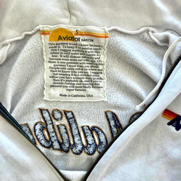 Aviator Nation Malibu 5 Stripe Zip Up Hoodie Jacket Sweatshirt - Picture 5 of 10